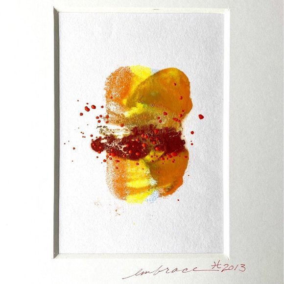 Original Art ‘Embrace’ Encaustic Wax Painting Matted 14”x11" Frame Ready - Picture 3 of 5